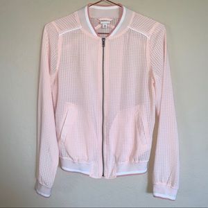 Merona sheer peach check print jacket size XS